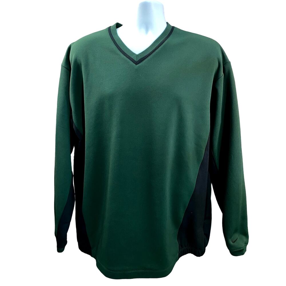 Nike Golf Shirt Mens XL Green Long Sleeve Dri Fit Pullover Sweater